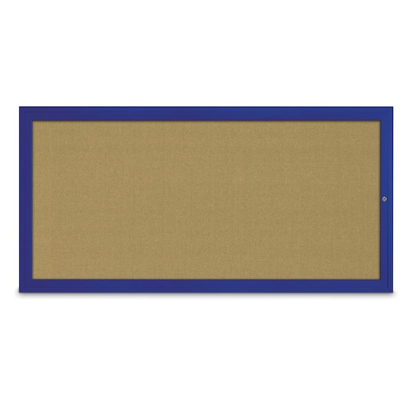 Slim Enclosed Corkboard, 24"x36", Satin Alum Frame/Buff